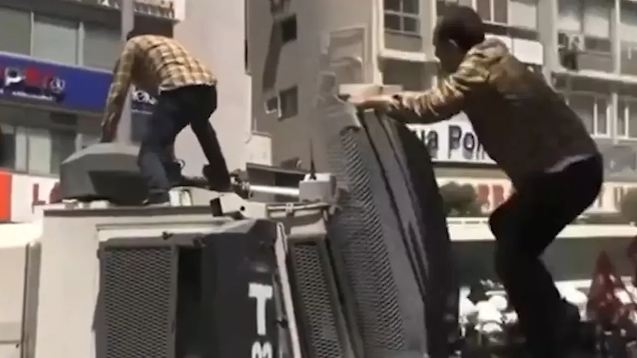 TOMA'nın üzerine çıkıp zarar veren saldırgan tutuklandı! Mesleği şaşırttı