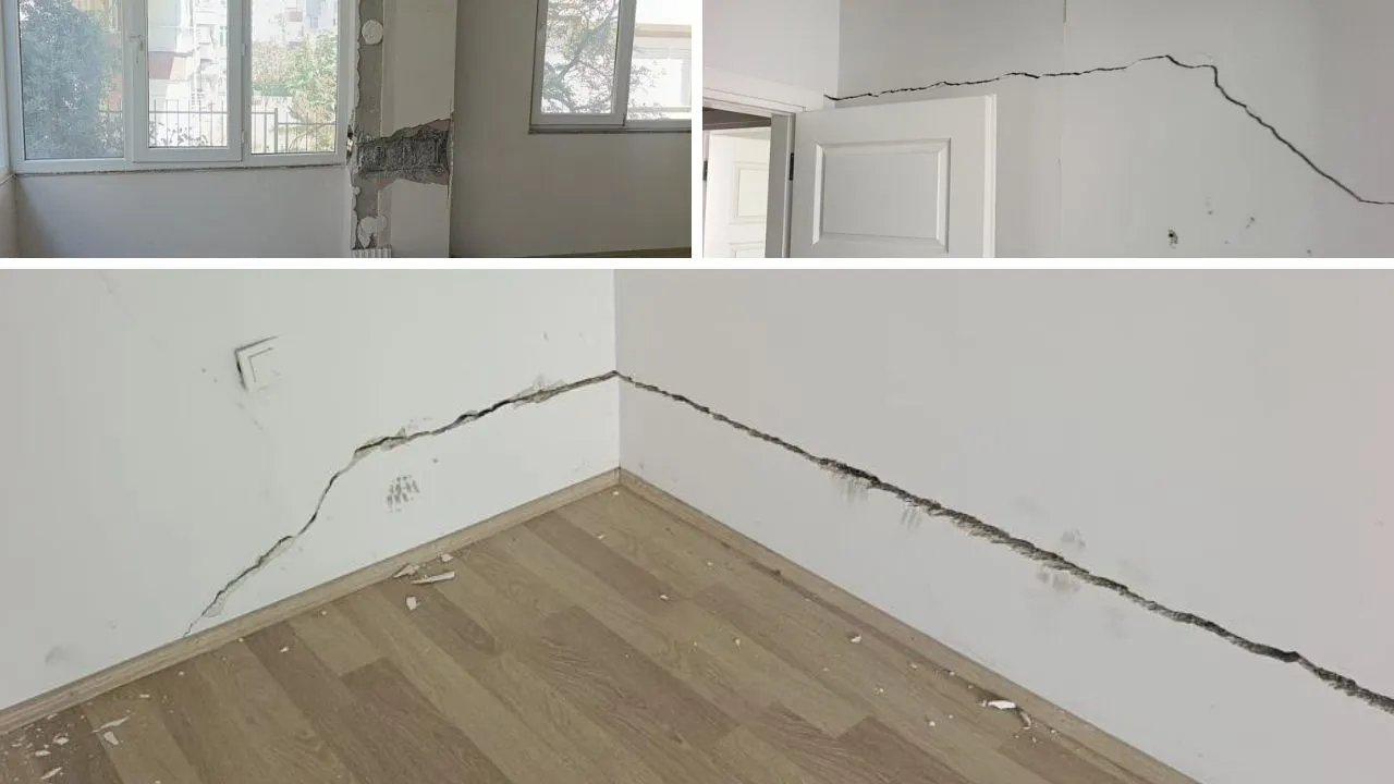 13 yıllık apartmanda korkutan görüntüler! Çatlaklardan ışık görülüyor
