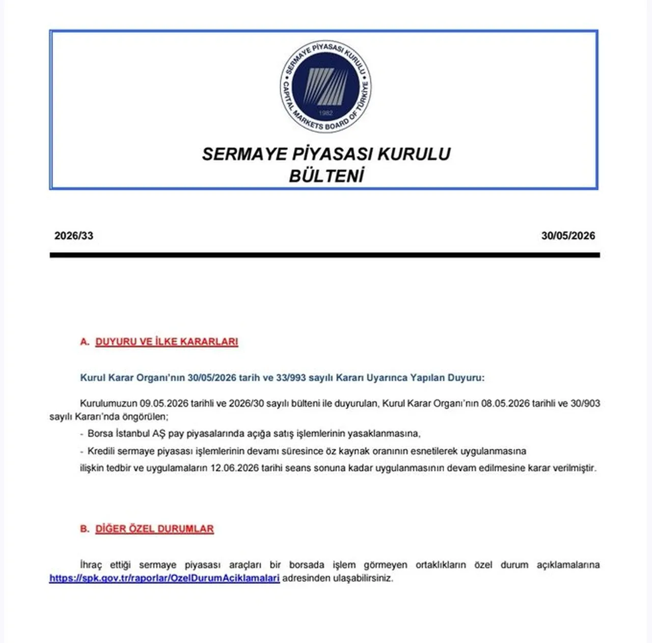 SPKdan yeni karar! Borsa İstanbulda açığa satış yasağı uzatıldı