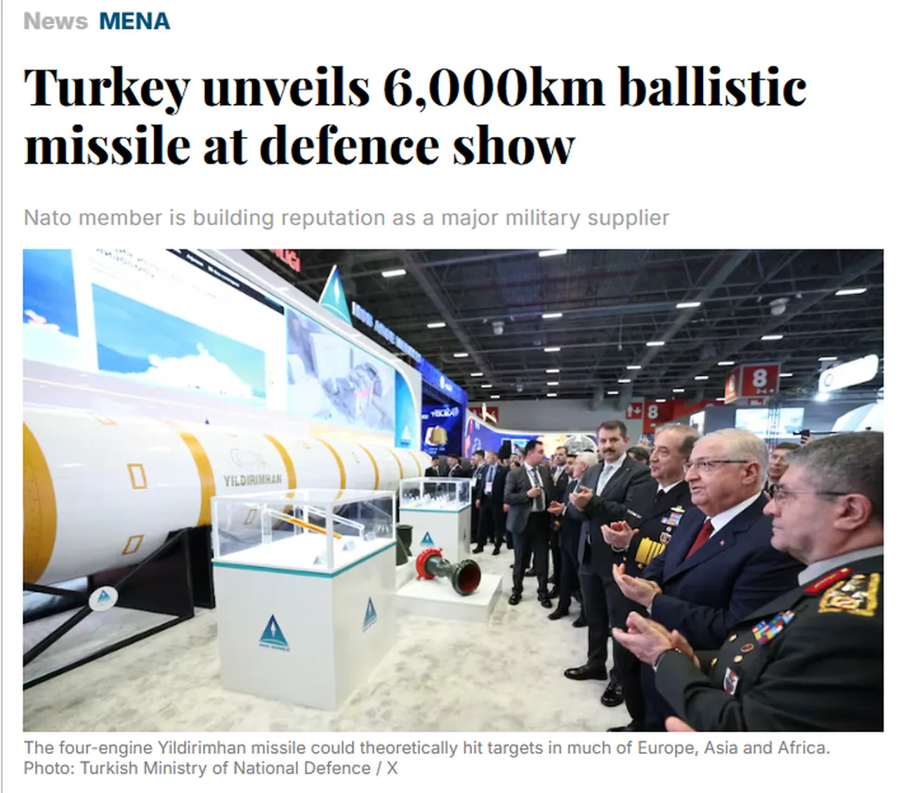 The National manşeti / Türkiye Gazetesi