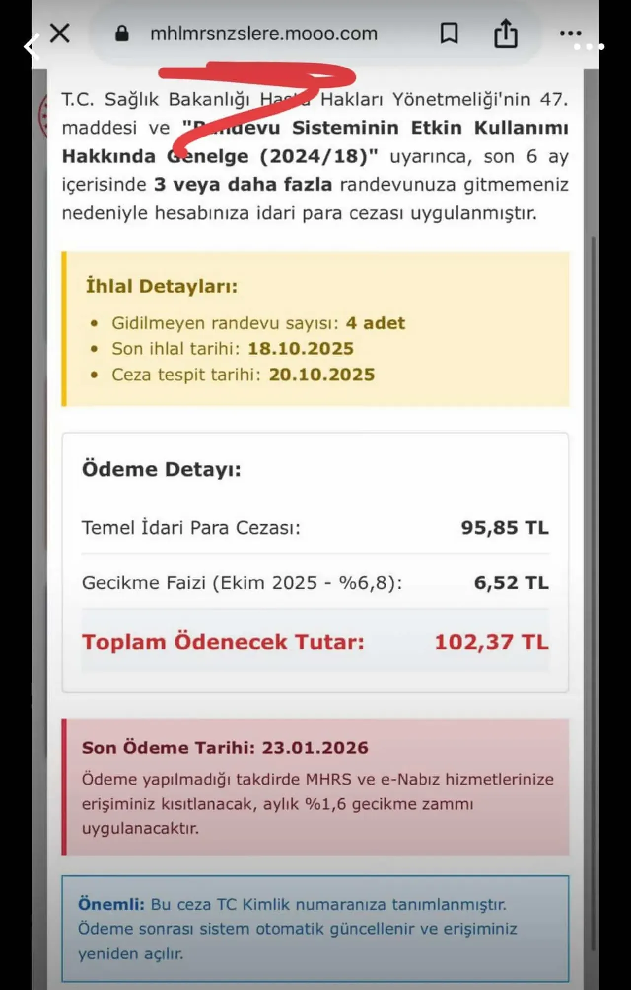 Dolandırıcılar MHRS arayüzünü birebir kopyalamıştı.