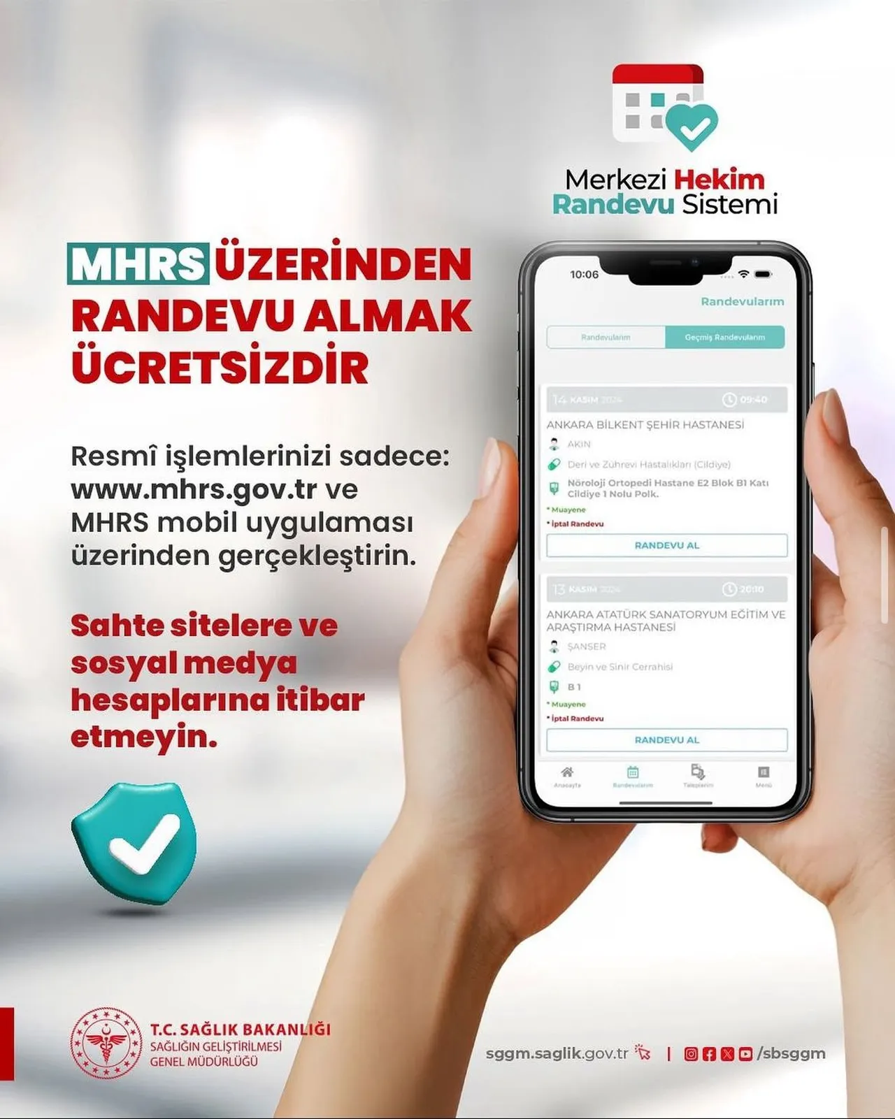 Sağlık Bakanlığı, Sağlığın Geliştirilmesi Genel Müdürlüğü de dolandırıcılık olaylarına karşı vatandaşları zaman zaman uyarıyor.