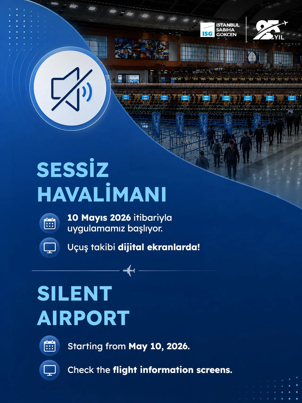 Sessiz Havalimanı uygulamasına geçilecek! Sabiha Gökçen Havalimanında anons yapılmayacak mı?