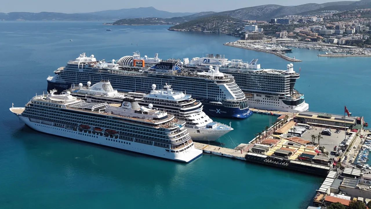 Limana 4 gemi birden demir attı! 10 binden fazla turist ilçeye akın etti
