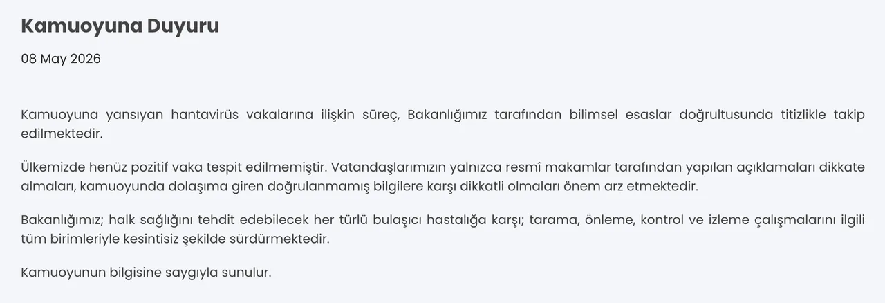 Sağlık Bakanlığı ve DSÖ duyurdu! Hantavirüs Türkiyede var mı, insandan insana bulaşır mı?