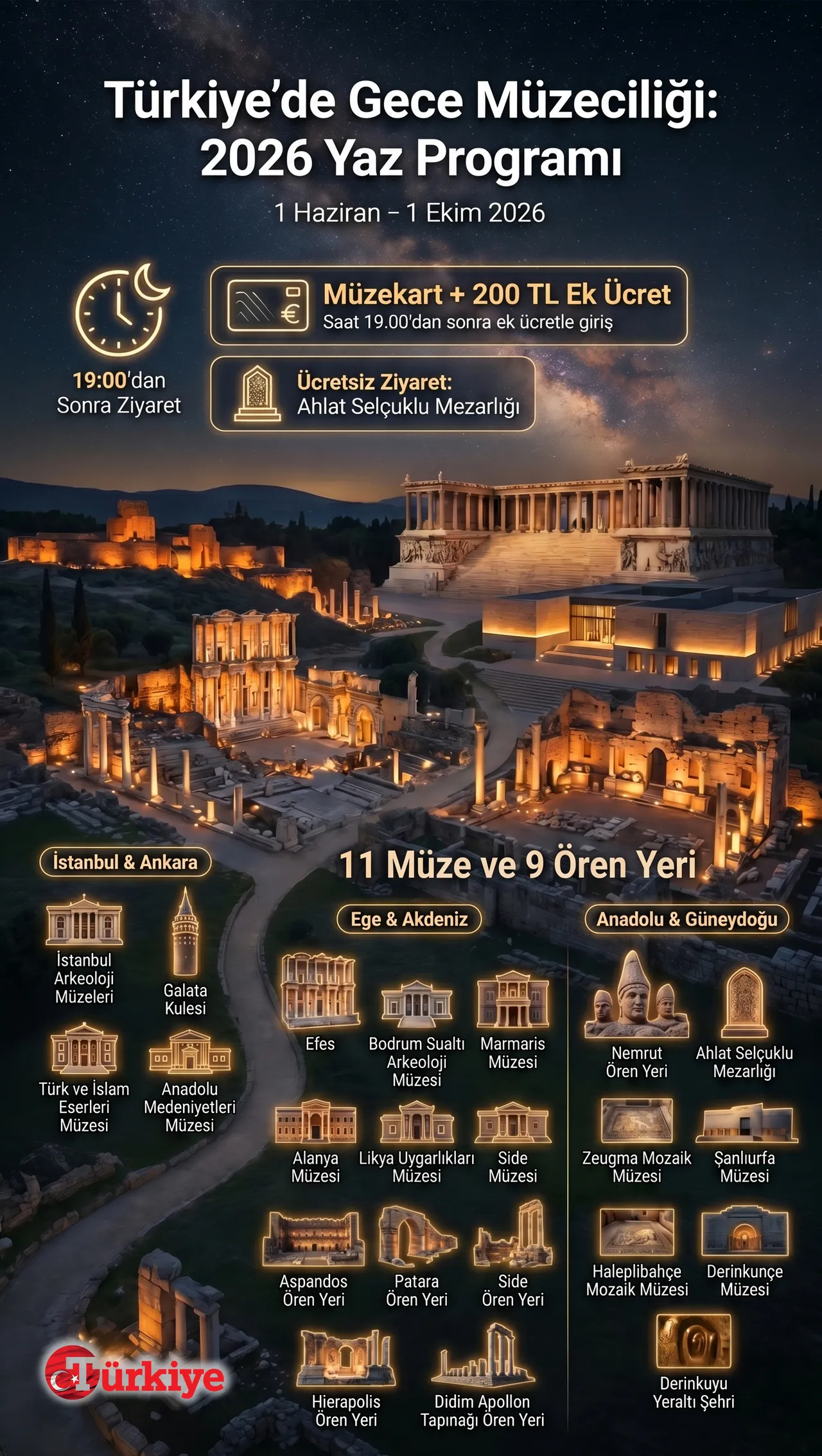 Kaçırılmaması gereken gezi yerleri! 1 milyonu aşan ziyaretçisiyle gece müzeleri açıldı