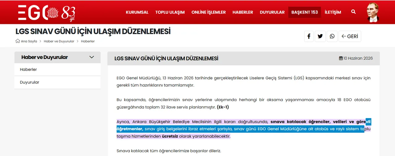 LGS günü ulaşım (toplu taşıma) ücretsiz mi? Cumartesi otobüs, metro ve metrobüs seferleriyle ilgili son durum
