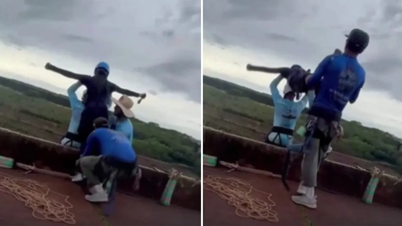 Bungee jumping faciası! Güvenlik halatı olmadan 40 metreden attılar