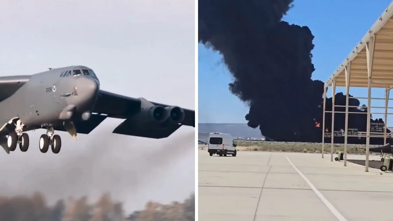 ABD’ye ait B-52 bombardıman uçağı kalkıştan hemen sonra düştü! 8 mürettebat hayatını kaybetti