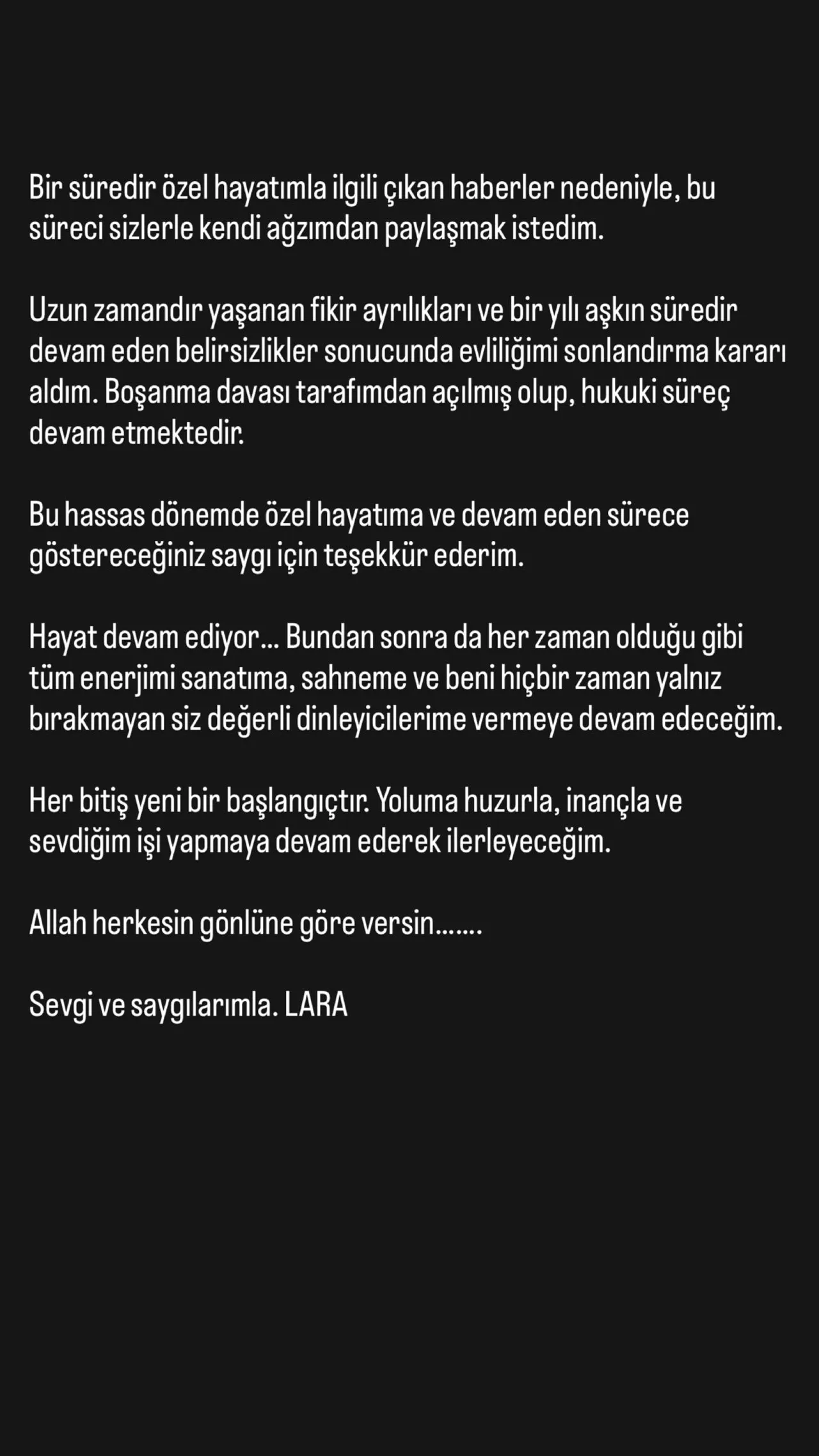 Şarkıcı Lara boşanma kararı aldı! Nedeni ortaya çıktı