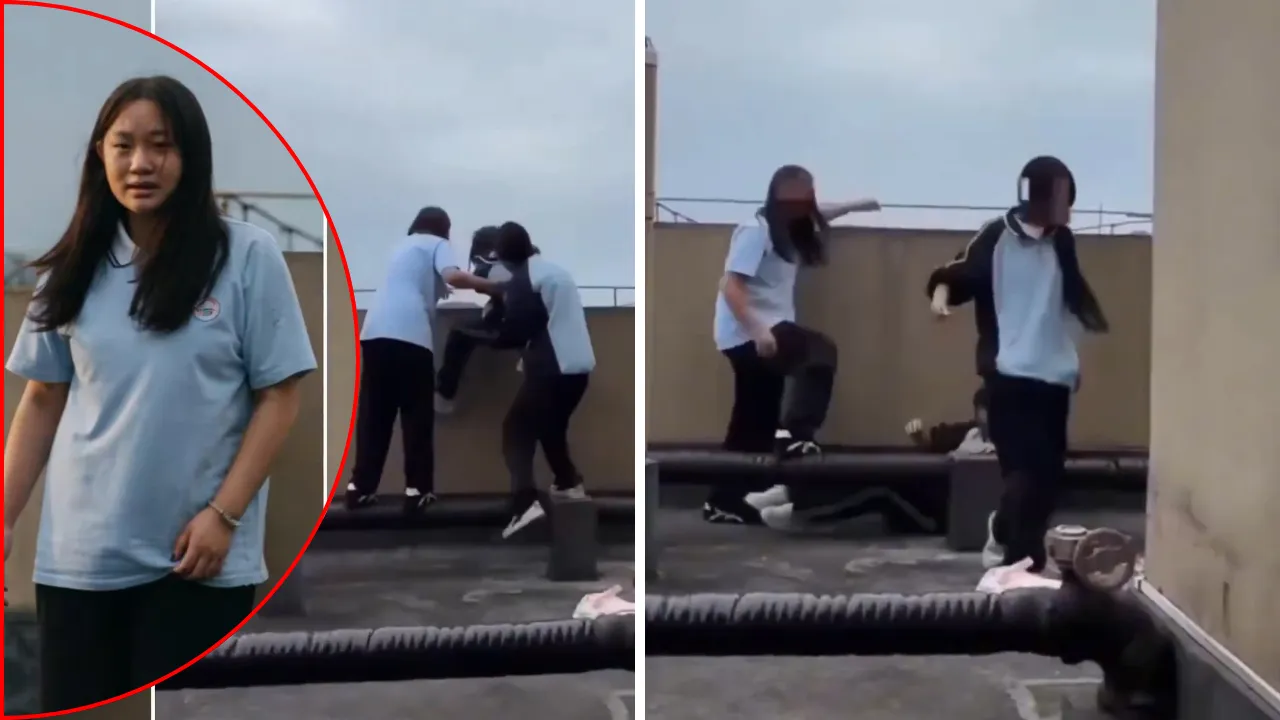 Öğrenci demeye bin şahit! Arkadaşlarını okulun çatısından atmaya çalıştılar, o anlar kamerada