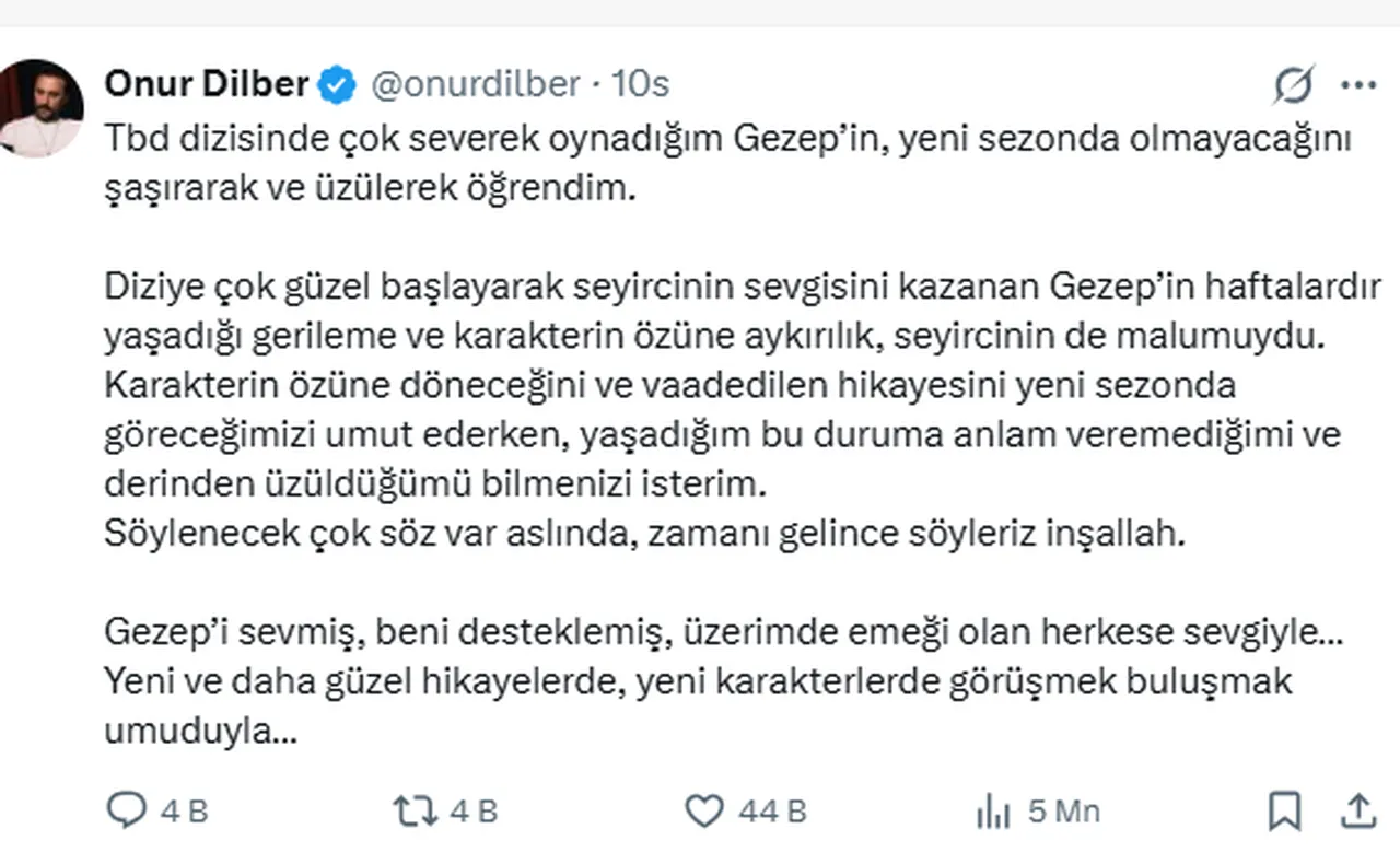 Ayrılığı sosyal medyadan duyurdu! Onur Dilber (Gezep) Taşacak Bu Deniz kadrosunda neden çıkarıldı?