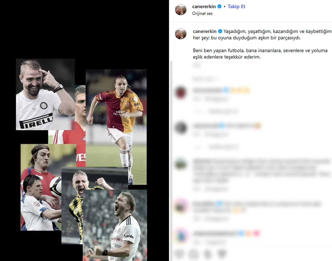 Caner Erkin'in "emeklilik" paylşımı