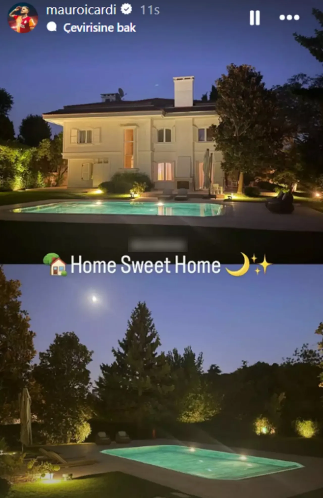 Icardi, kiara oturduğu lüks evi sosyal medyada paylaşmıştı.