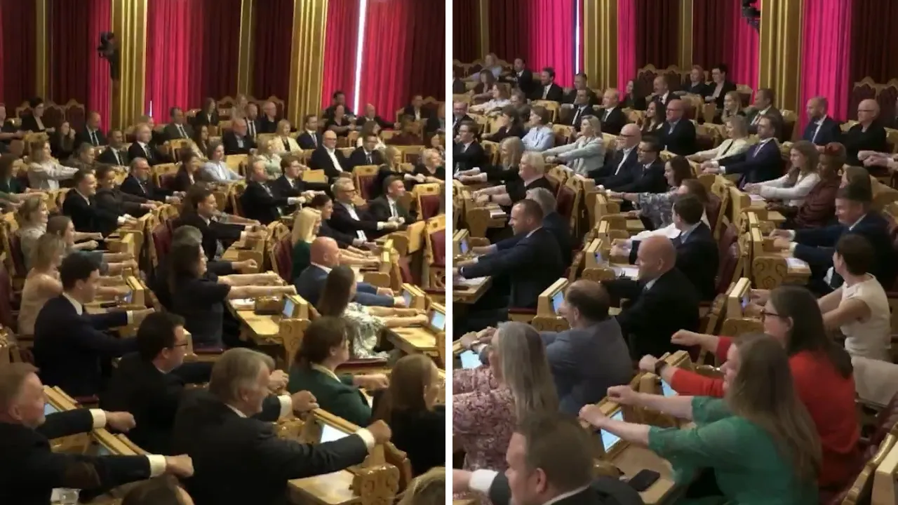 Norveç Meclisi'nde 'kürek' rüzgarı! Milli takıma böyle destek verdiler 