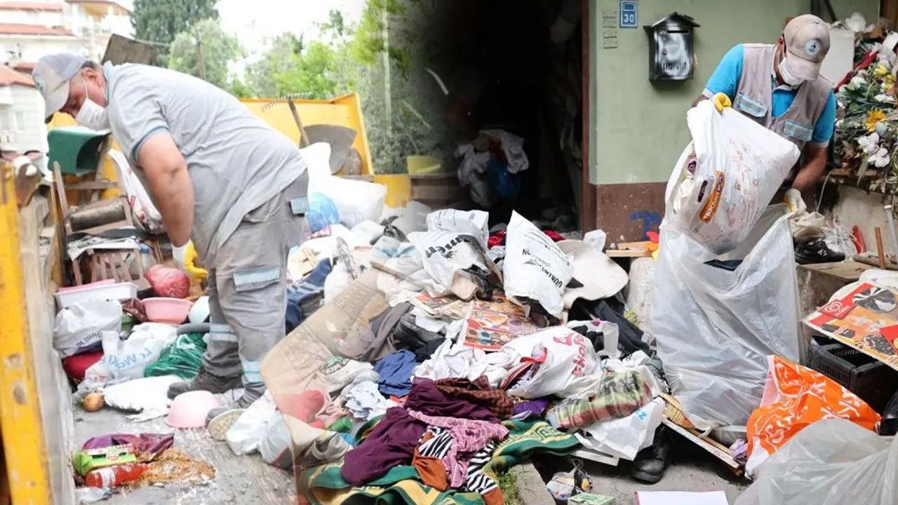 Adrese giden ekipler şaştı kaldı! 2 evden 43 kamyon çöp çıktı