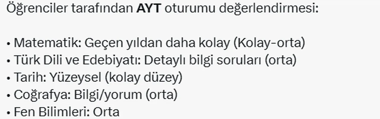 2026 AYT nasıldı, sorular zor muydu? İlk yorumlar geldi