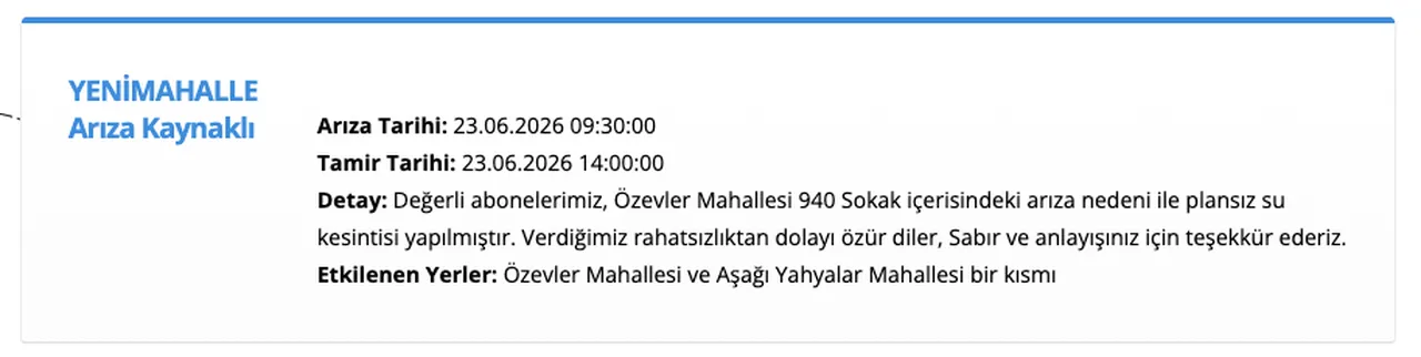ASKİ su kesintisi 23 Haziran: Ankara Gölbaşı, Yenimahalle, Beypazarı ve Keçiören'de sular ne zaman gelecek?