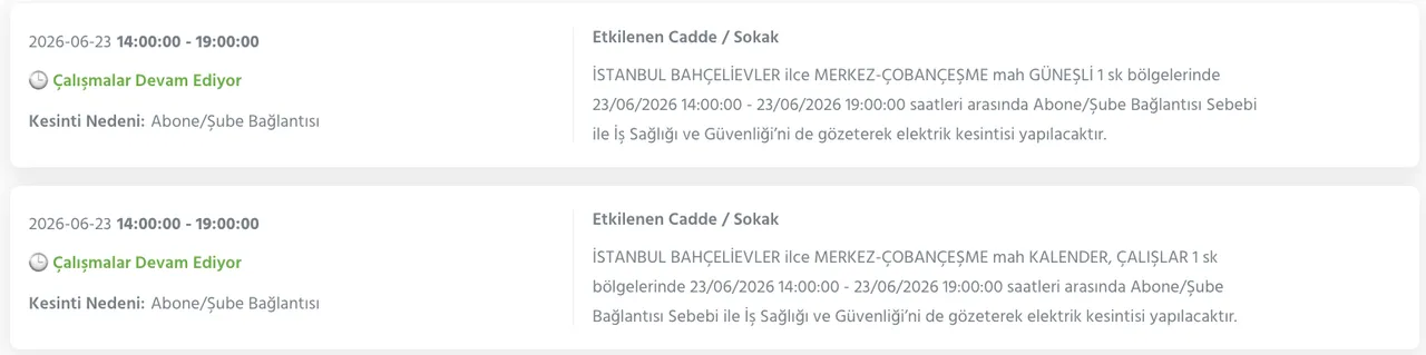 İstanbul elektrik kesintisi 23 Haziran: BEDAŞ kesinti sorgulama ekranı