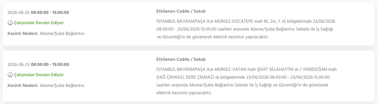 İstanbul elektrik kesintisi 23 Haziran: BEDAŞ kesinti sorgulama ekranı