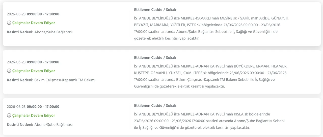 İstanbul elektrik kesintisi 23 Haziran: BEDAŞ kesinti sorgulama ekranı
