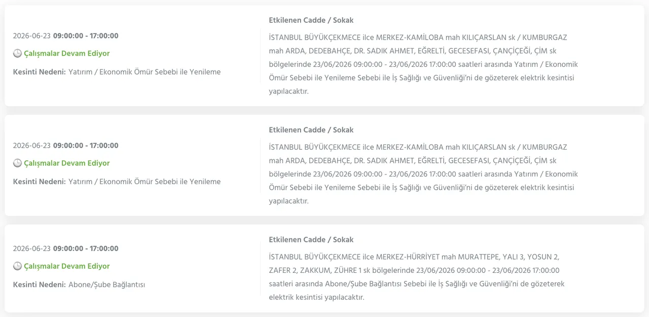 İstanbul elektrik kesintisi 23 Haziran: BEDAŞ kesinti sorgulama ekranı