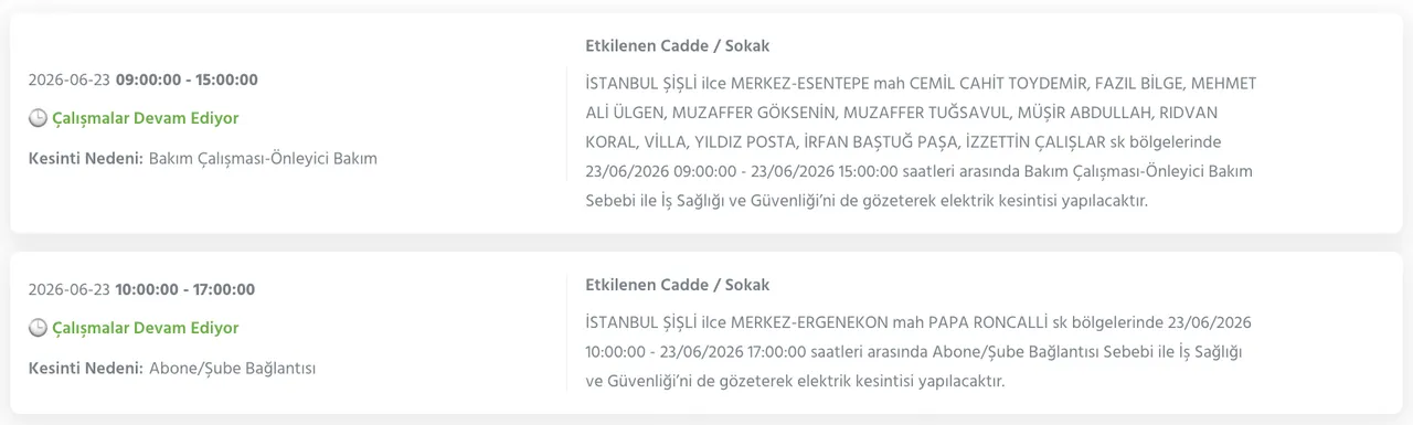 İstanbul elektrik kesintisi 23 Haziran: BEDAŞ kesinti sorgulama ekranı