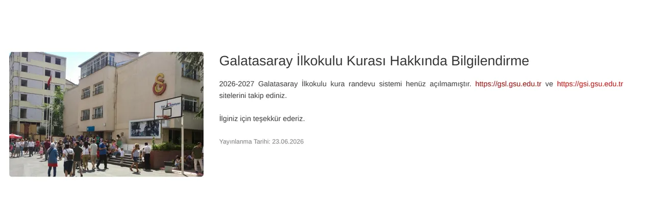 Galatasaray ilkokulu 2026 kura takvimine ilişkin açıklama...Galatasaray ilkokulu kura başvuruları ne zaman?