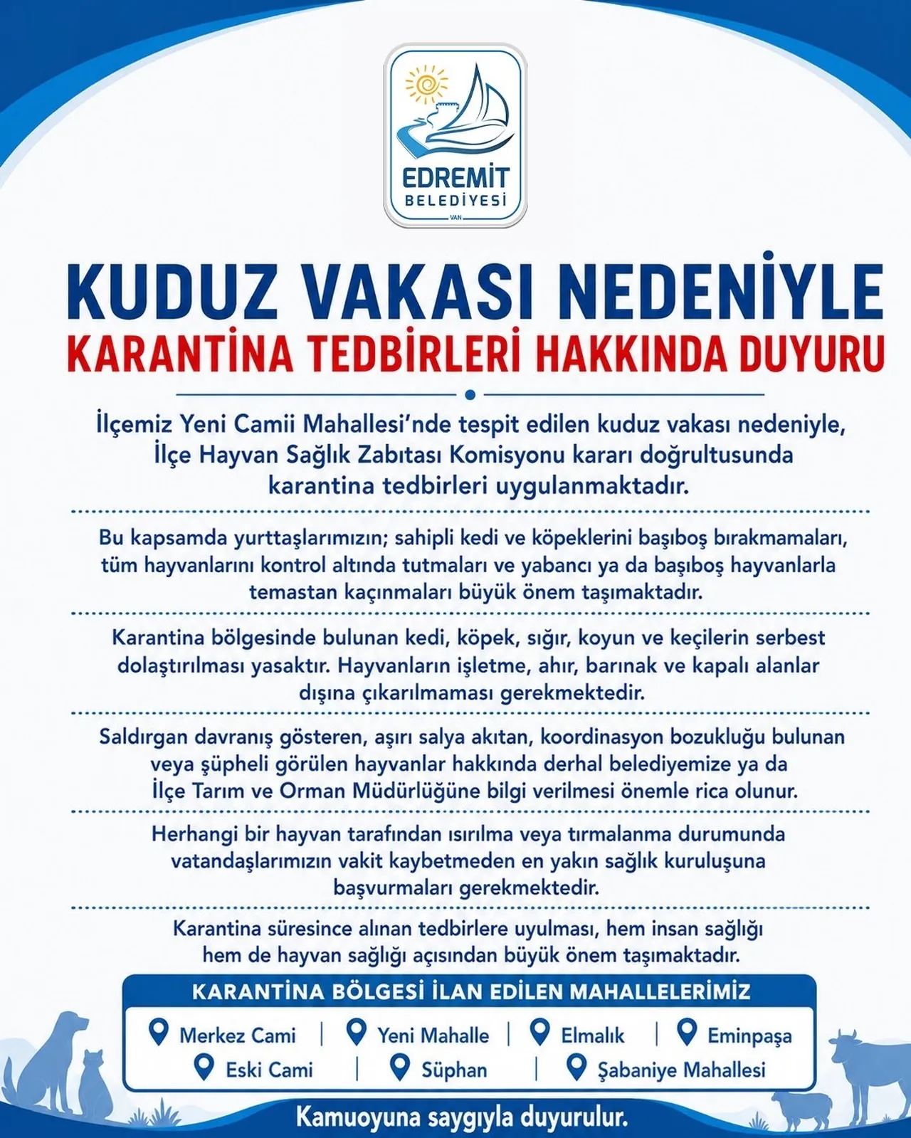 Kuduz tespit edildi, harekete geçildi! 7 mahalle karantinada