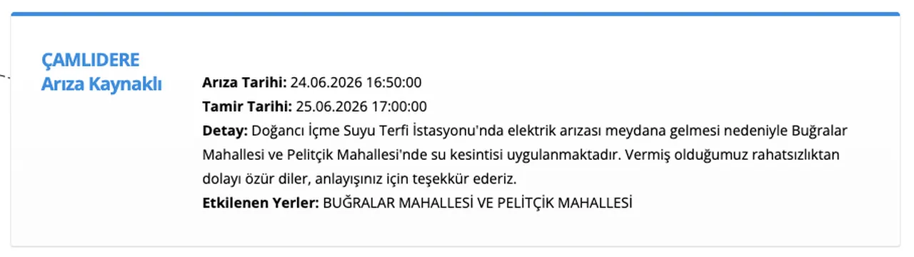 Ankara Çamlıdere ve Keçiören su kesintisi: 25 Haziran ASKİ kesinti sorgulama ekranı