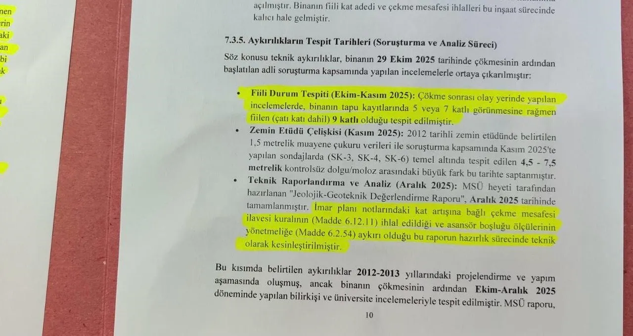 Bir aileye mezar olmuştu! Gebze’de çöken 7 katlı binada bilirkişi raporu hazır! Metro iddiaları çürüdü