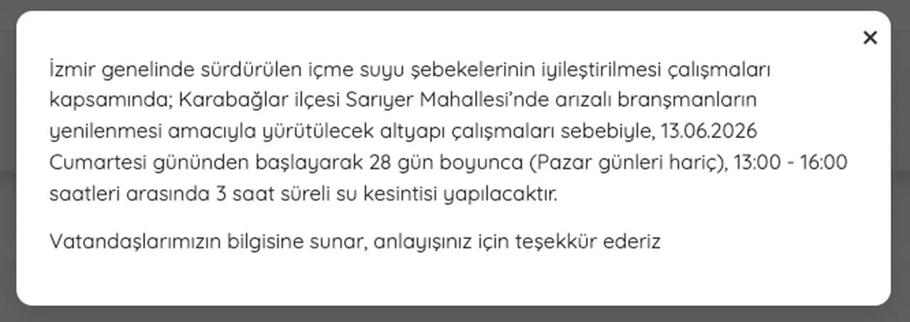 İZSU su kesintisi 25 Haziran: İzmir Bornova, Buca, Konak ve Seferihisarda sular ne zaman gelecek?