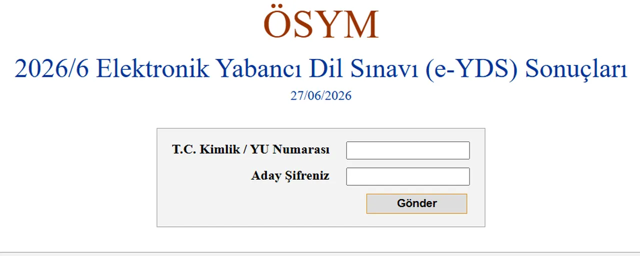 e-YDS sonuçları açıklandı: 2026 ÖSYM e-YDS sonuç ekranı