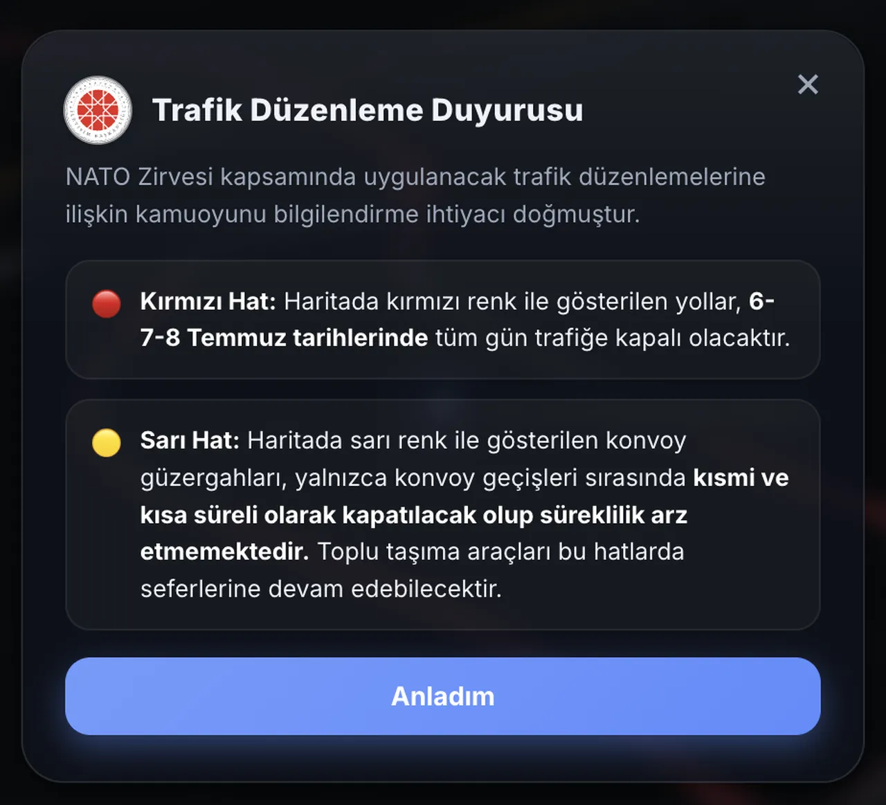 Ankarada yollar ne zaman kapanacak? NATO Zirvesi için kapatılacak yollar açıklandı!