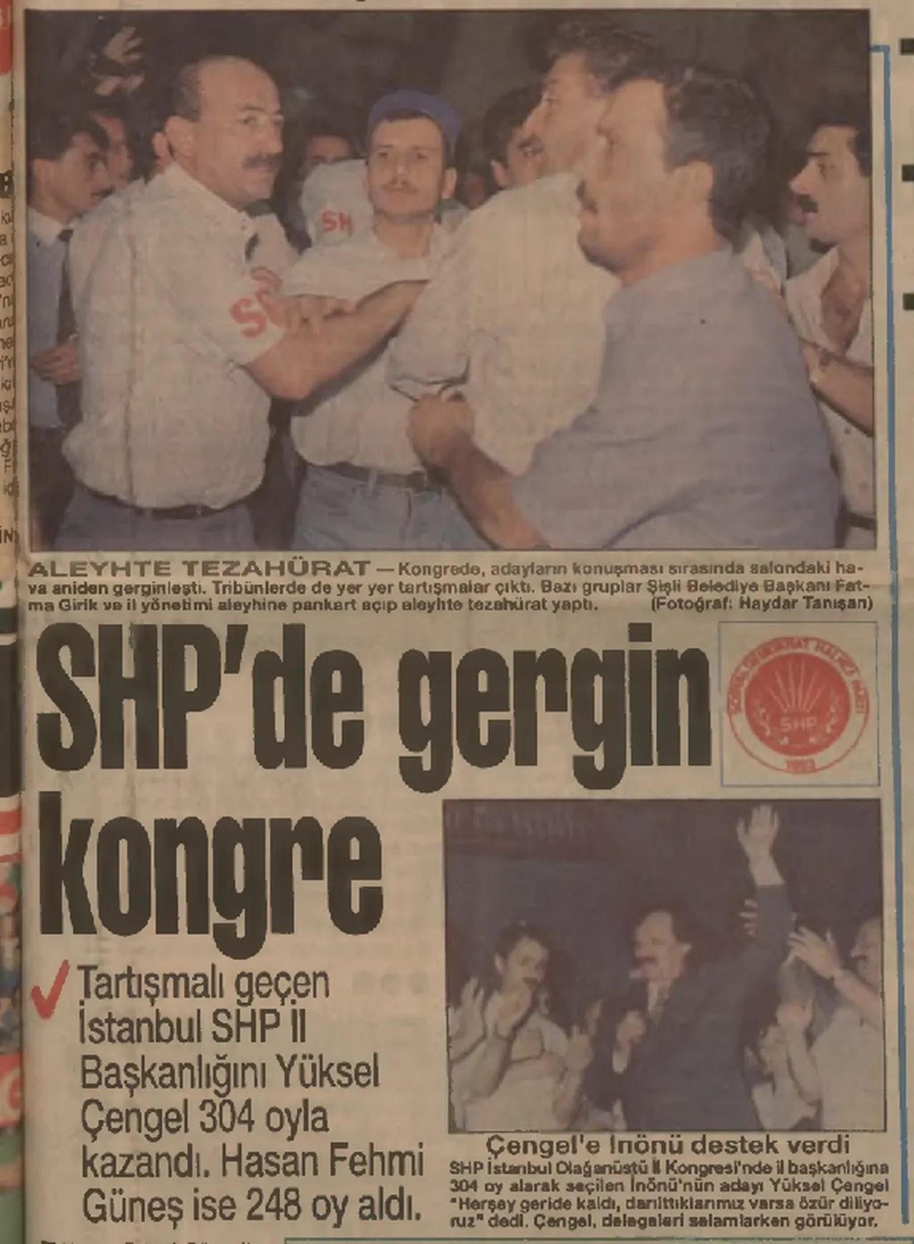 Olaylı SHP kongresi - 20 Temmuz 1992 Türkiye gazetesi