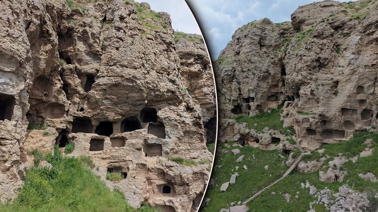 Kapadokya’dakinin aynısı! Gören tekrar bakıyor… Gökdelen gibi yükselen 3 bin yıllık mağara 