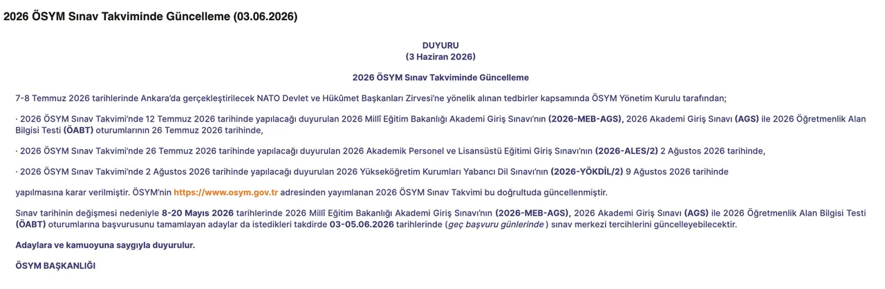 YKS (TYT, AYT, YDT) ne zaman, ertelendi mi? 2026 ÖSYM sınav takvimi güncellendi!