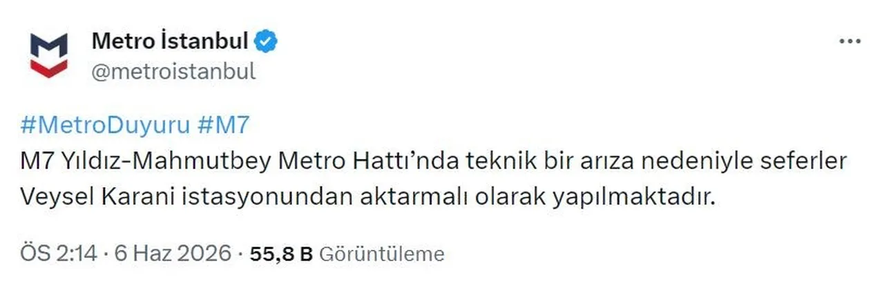 İstanbul'da metro arızası! Yolcular tünelde yürüyerek tahliye edildi