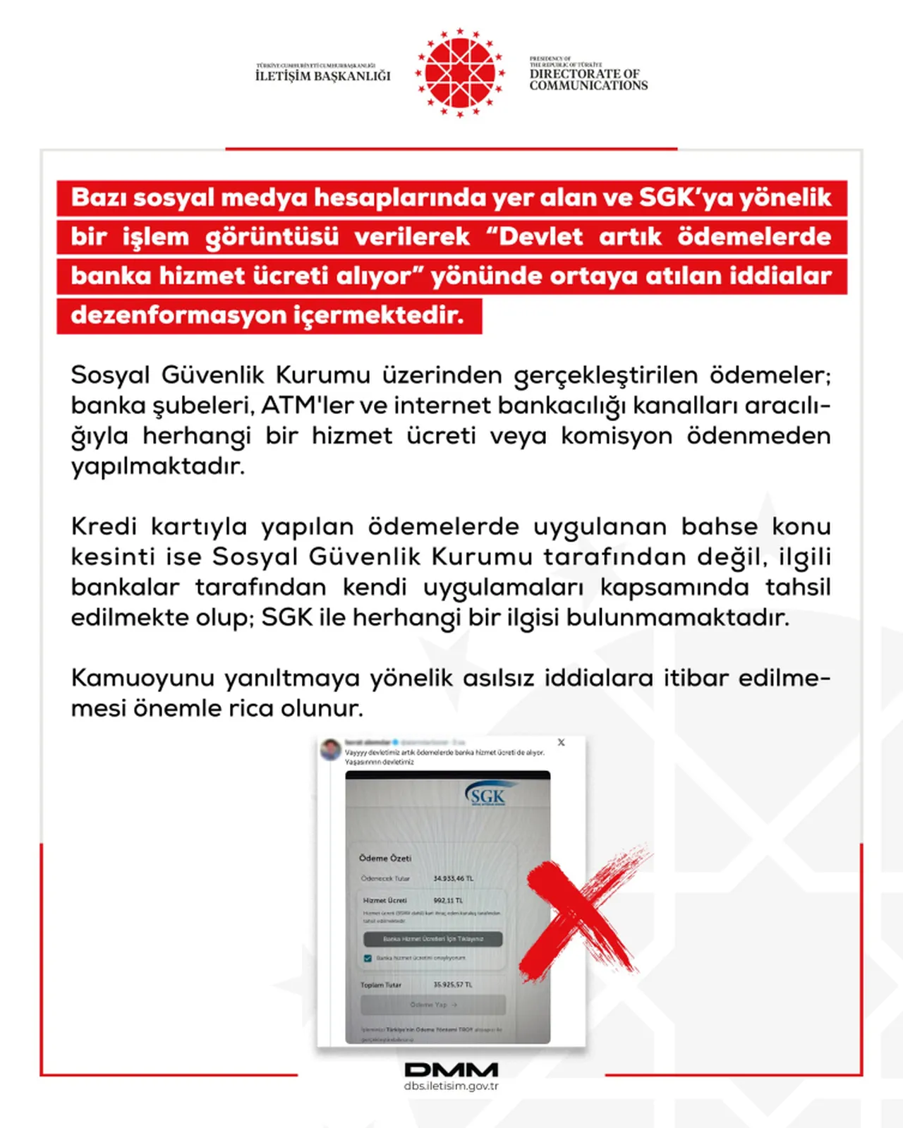 Bu kez de  Devlet ödemelerden banka hizmet ücreti alıyor  yalanını söylediler! DMM gerçeği açıkladı