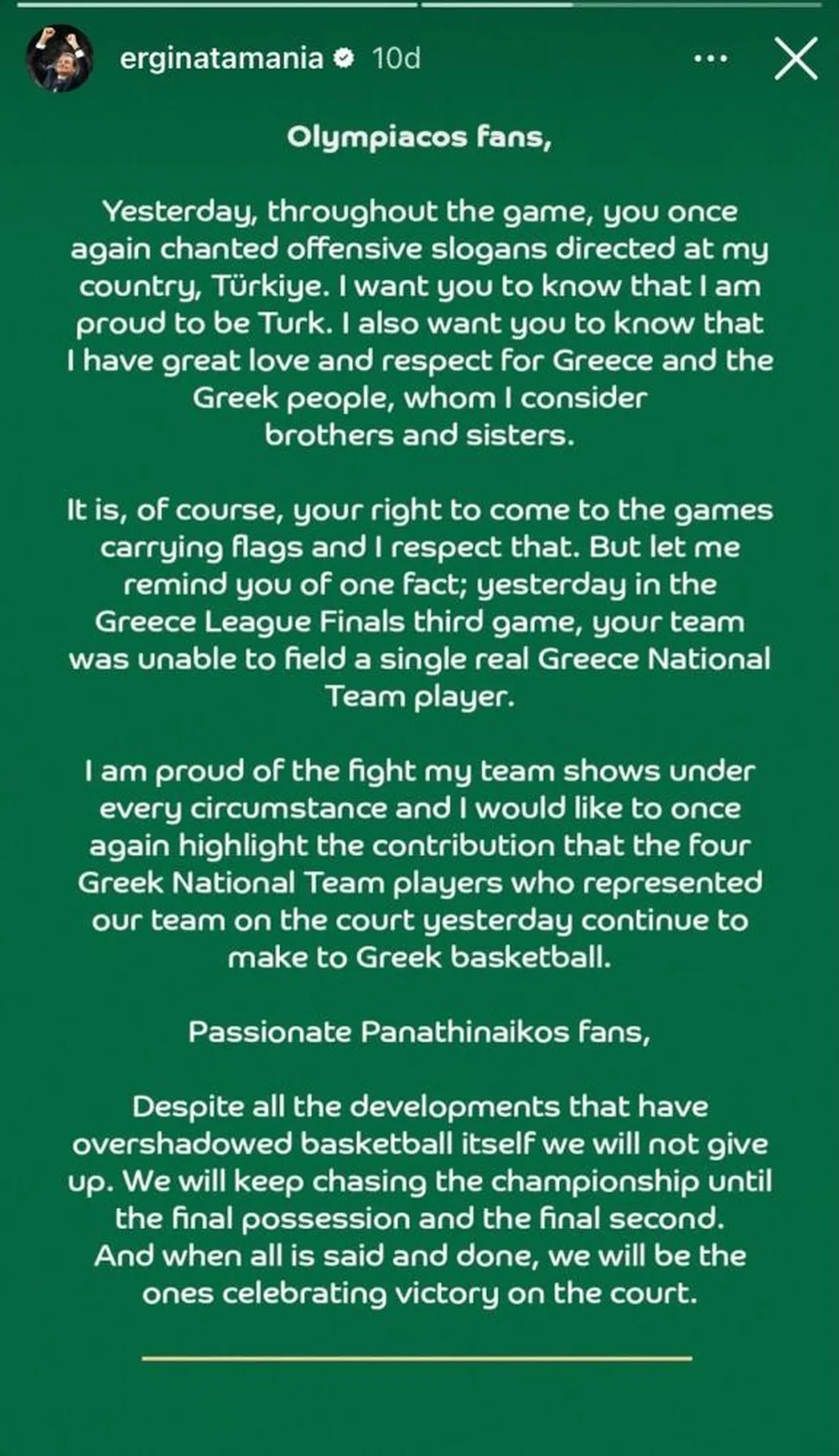Ergin Ataman'ın açıklaması