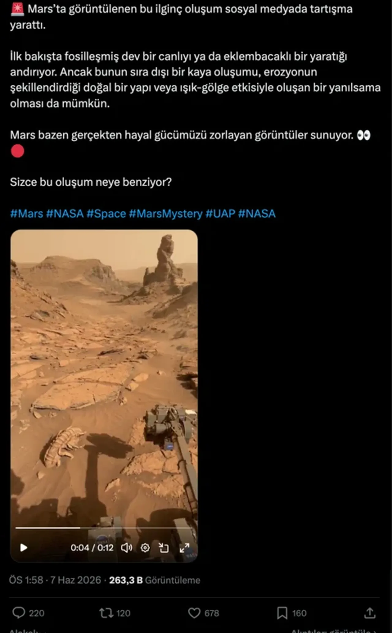 Marsta fosil kalıntısı bulunduğu iddiası sosyal medyayı salladı! İşte görüntülerin altında yatan gerçek