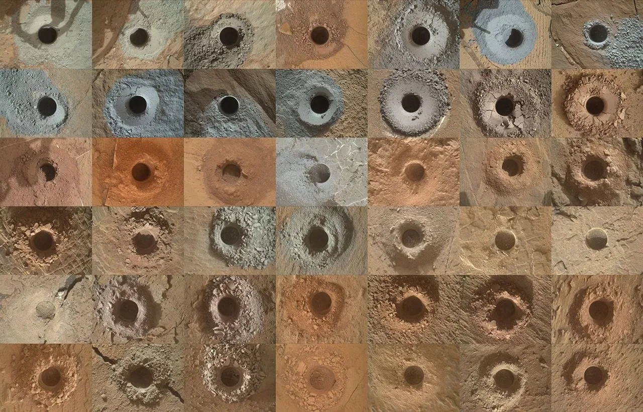 NASA'nın Curiosity Mars keşif aracı, robotik kolunun ucundaki matkapla 42 adet toz haline getirilmiş kaya örneği topladı.