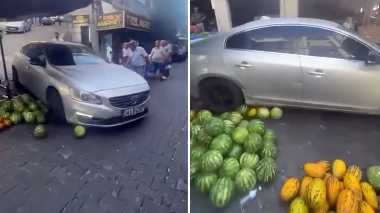 Aracıyla pazardaki tezgahlara daldı! Sonrasında yaptığı daha da şoke etti