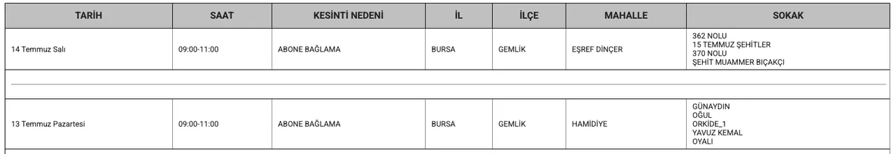 Bursa elektrik kesintisi 12-13 Temmuz: UEDAŞ Bursada elektrikler ne zaman gelecek?