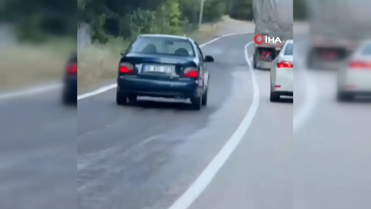 Karabük'te yürekleri ağza getiren görüntüler! Peş peşe hatalı sollama yaptılar