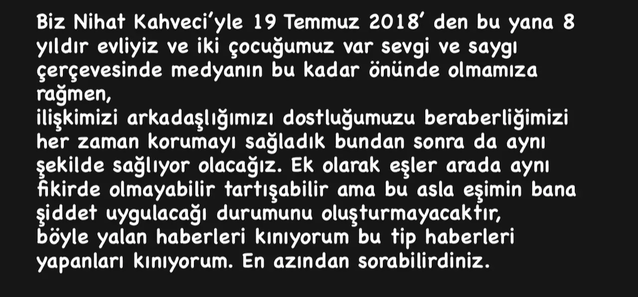 Fulya Sever Kahveci, Instagram hesabından bu açıklamayı yaptı.