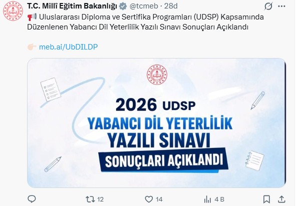Uluslararası Diploma ve Sertifika Programları (UDSP) sonuçları açıklandı
