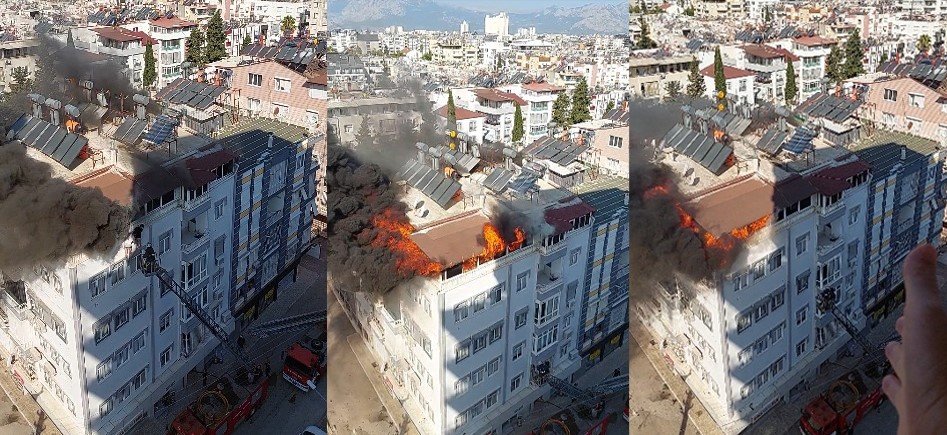 Korku dolu bekleyiş! Alevlerden kaçmak için pencereden aşağı sarktılar: Antalyada yangın paniği