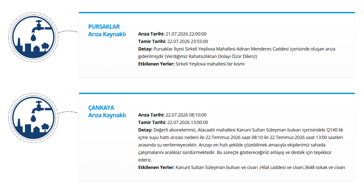 ASKİ Ankara su kesintisi yaşanan ilçeler! 22 Temmuz Ankara'da su kesintisi ne zaman bitecek?