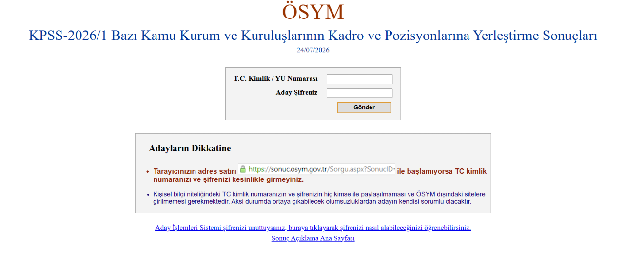 KPSS yerleştirme sonuçları açıklandı! KPSS-2026/1 merkezi atama sonuçları nereden öğrenilir?